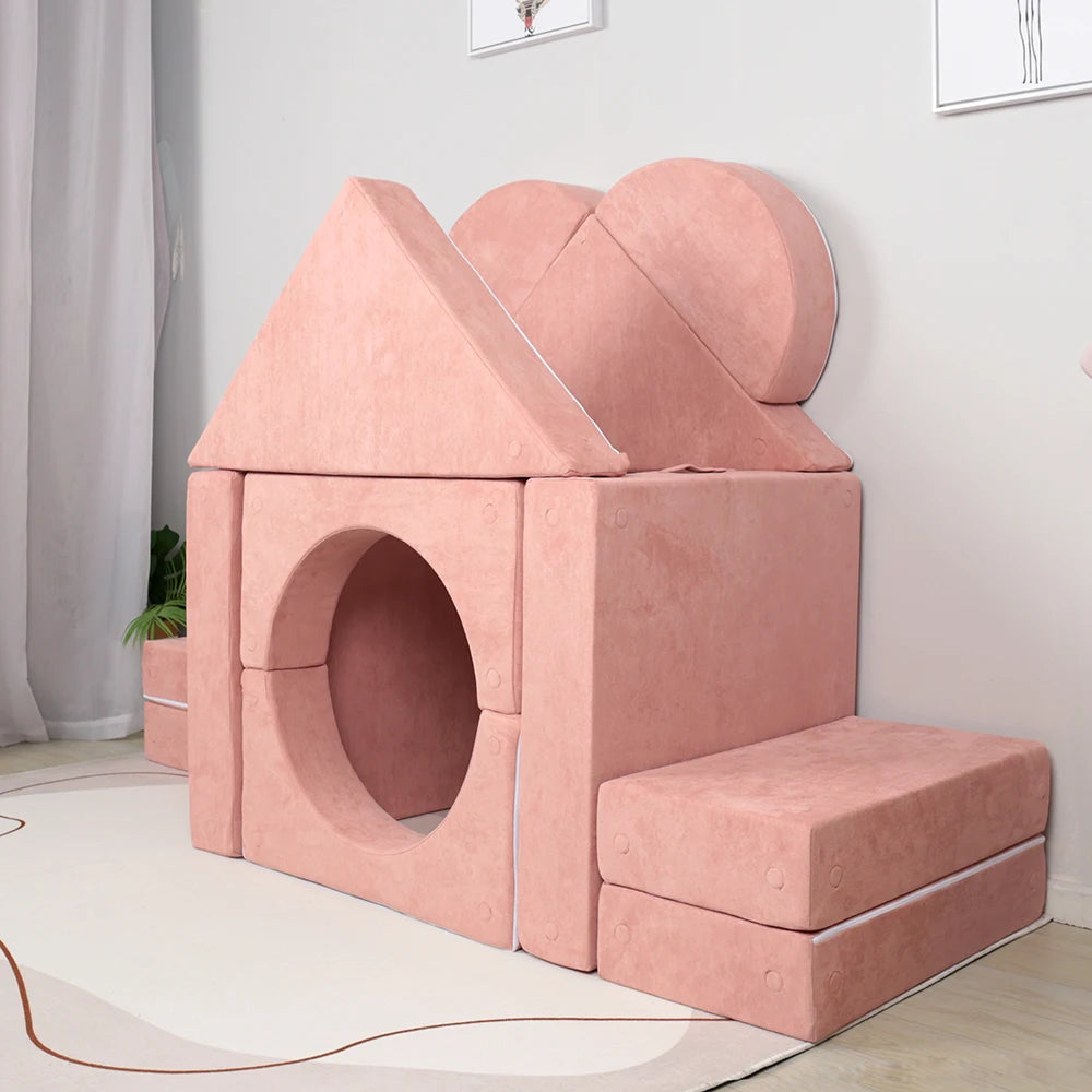 2022 Fast Shipping Hot Selling Castle Sofa for Kids Playground Home Furniture 12pcs/set Creative Folding Sofa Couch