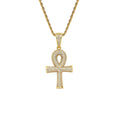 CN340 Iced Out Micro Pave CZ Gold Plated Brass Small Cross Pendant Hip Hop Rope Chain Necklace Unisex Jewelry Party Gift MegaBDM