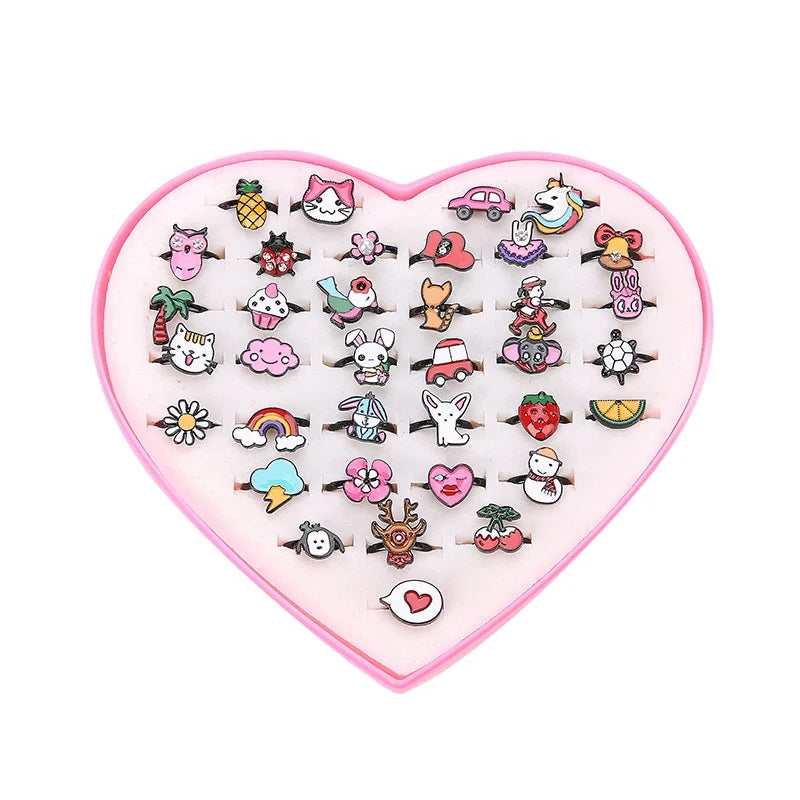Hot Selling Trendy Animal Shape Kids Cluster Rings Gold Plated Adjustable Finger Rings with Inlay Gift Box Included