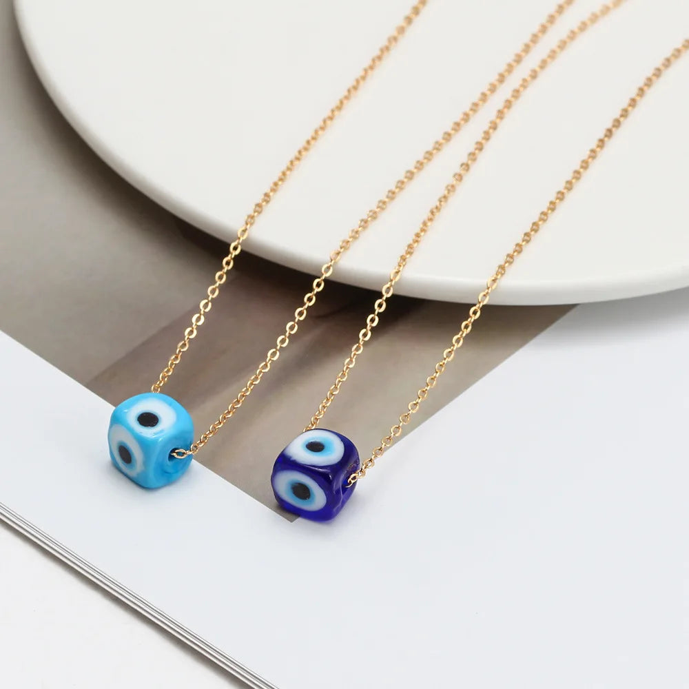 New Arrival Blue Lucky Evil Eyes Pendant Necklace Gold Plated Link Chain Evil Eyes Necklace for Women