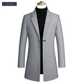 New Arrive Men Autumn Winter Turn-down Collar Solid Color Simple Plus Size Casual Coat Medium Length Woolen Overcoat