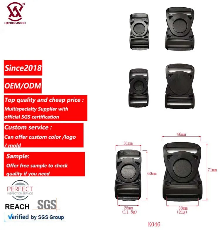 Wholesale Luggage Parts Pom Recycled Black Plastic Buckle Adjustable Luggage Bag Webbing Strap Swivel Buckle