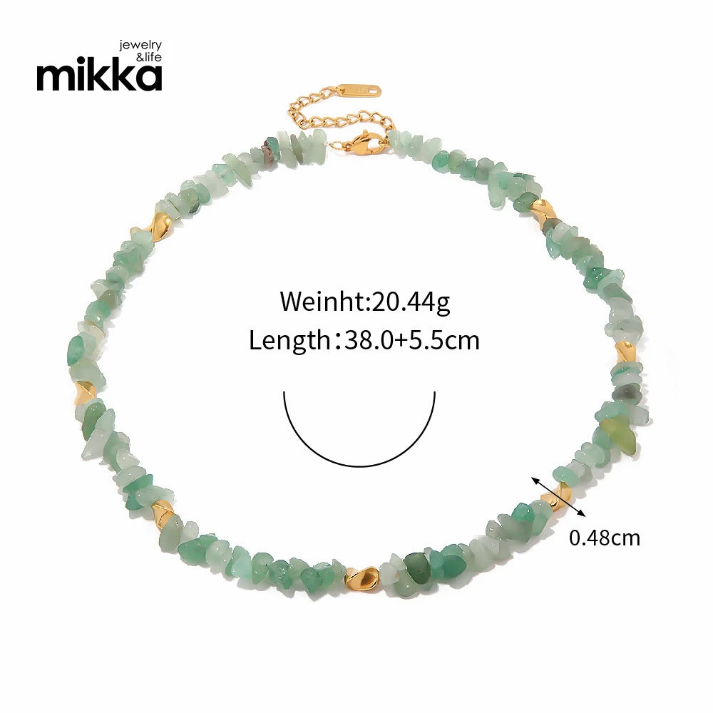Green Natural Stone Gold Bead Mix and Match Necklace Fashion Luxury Necklace for Women
