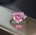Fashion American Qings Silver 925 Engagement Heart Pink Jewelry Diamond Lab Grown Ring for Sale