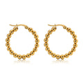 Trendy Charm Stainless Steel Waterproof Stainless Steel Ball Beads Hoop Earring 18k Gold Plated Chunky Earrings Hoops Women