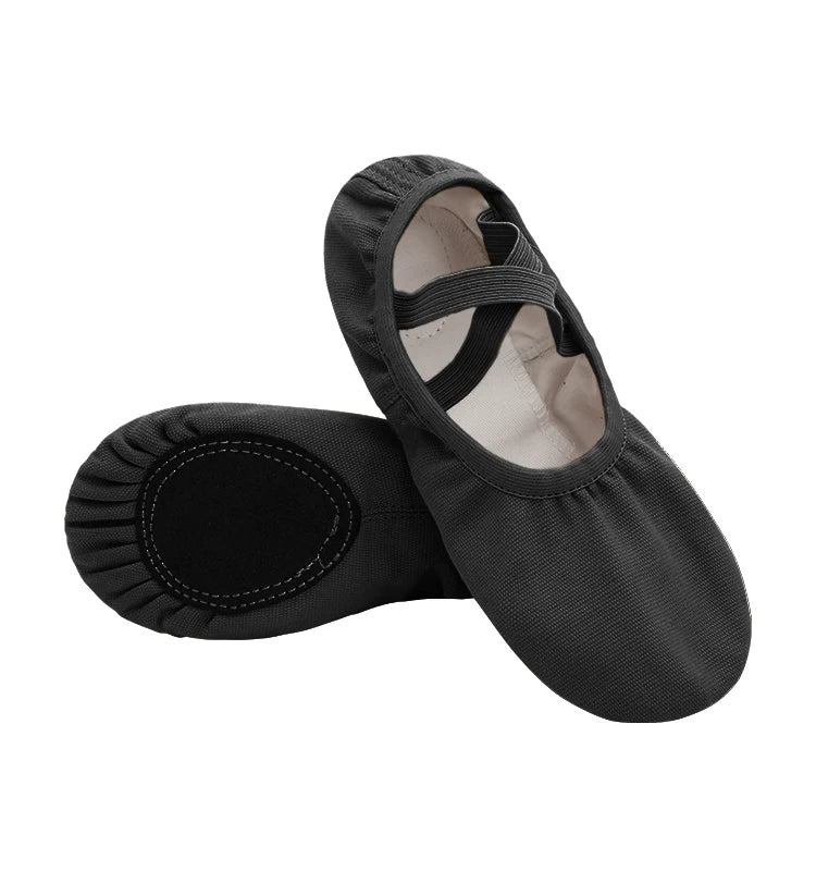 Stretch Canvas Ballerina Shoes Ballet Slippers Flats Dance Shoes with Cross Elastic Band for Women and Girls