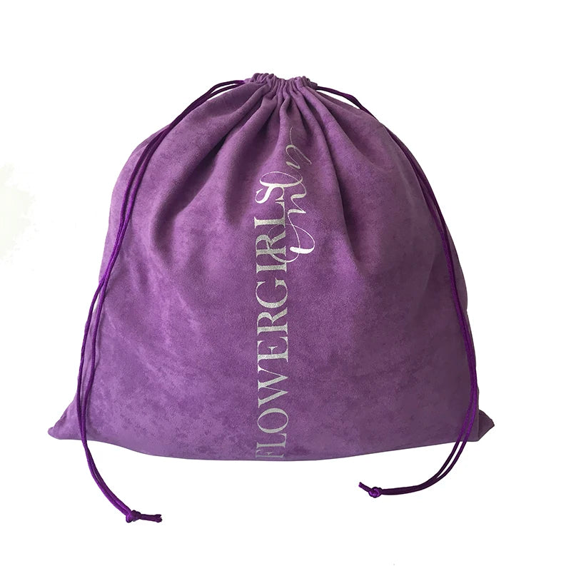 Accept Custom logo 34x34cm Drawstring Bride Dress Pouches Suede Wedding Gift Bags