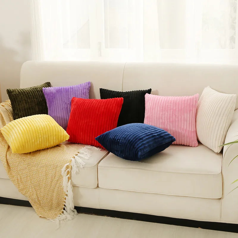 Nordic Solid Modern Stripe Polyester Hotel Home Sofa Decor Custom Corduroy Cushion Cover Pillowcase