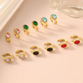 G3942 Wholesale French Retro Geometric Oval Diamond Hoop Earrings 18K Gold Plated Stainless Steel Huggie Earrings for Women
