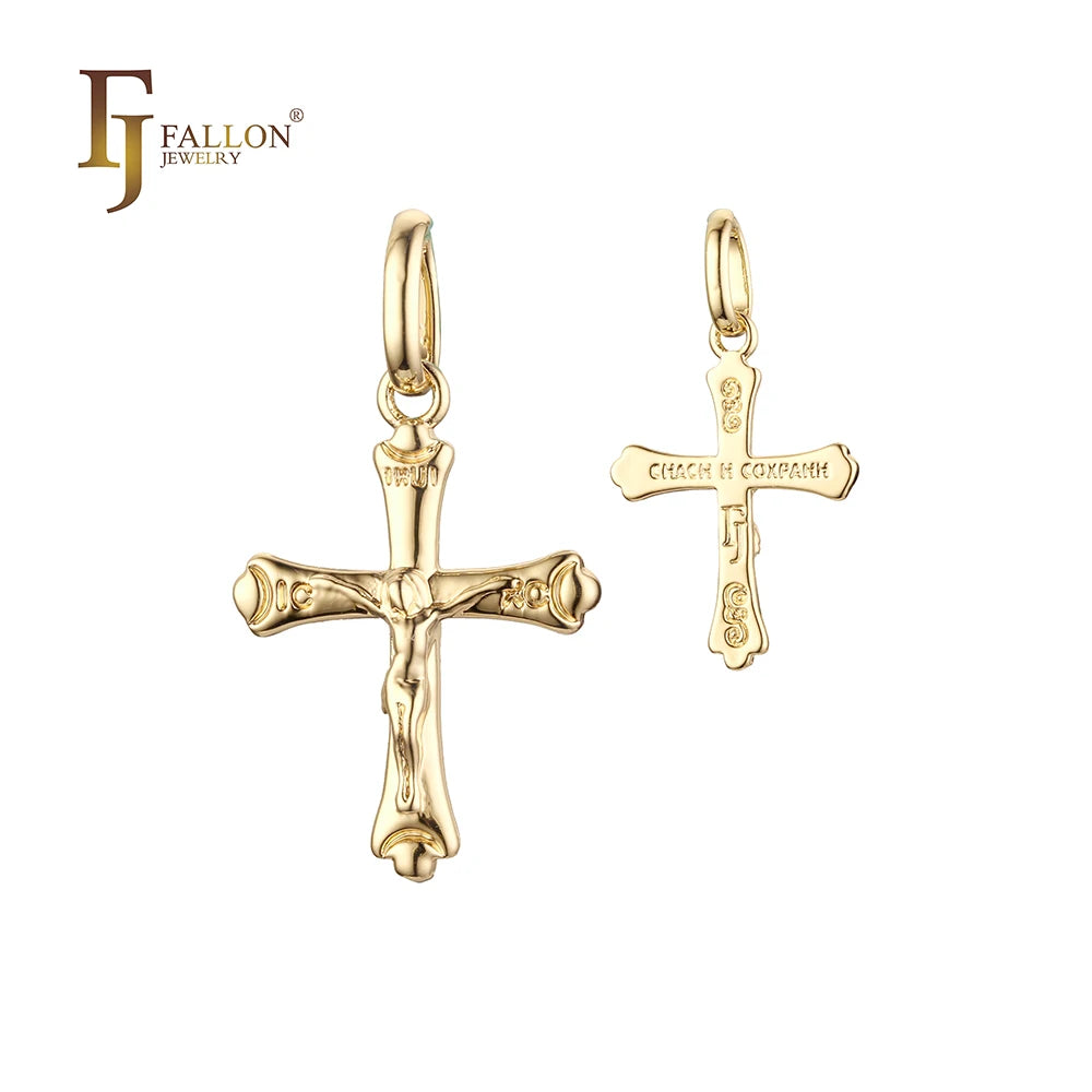 FJ Fallon Fashion Jewelry Catholic Maltese Cross Pendant Plated in 14K Gold Brass Based