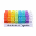 Colorful Portable Plastic Medicine Box with 31 Days Independent Multi-Compartment Pill Storage for Monthly Travel Tablet Cases