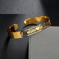 Women's Custom Name Waterproof Stainless Steel Bangle for Bracelet Gold Silver Heart Letter Bangles Waterproof Bangle