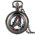 Black Modern Pocket Watch Analog Quartz Timepiece with Nekclace Chain for Movie Gift