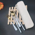 Portable Stainless Steel Classic Cutlery Set Travel Camping Eco-Friendly Gold Green Silverware Case Reusable Back School