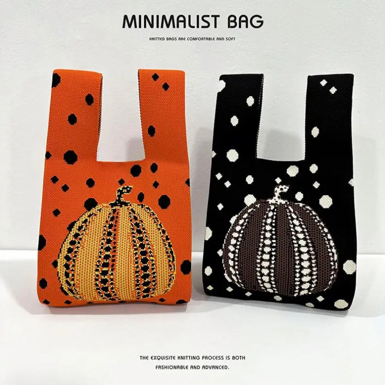 Fashion Korean Style Luxury Designer Vintage Bag Melon and Fruit Pattern Casual Tote Handbag Vest Knitted Shopping Bag for Women