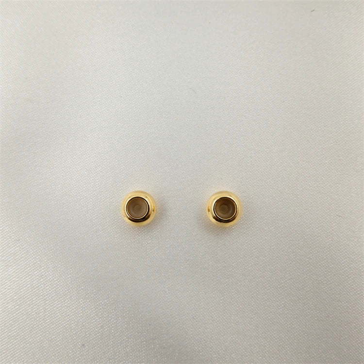 6mm Smooth Stereoscopic Crimp Beads for Jewelry Making 18K Gold Plated Oval Silicone Beads Wheel Adjustable Fixed Bead