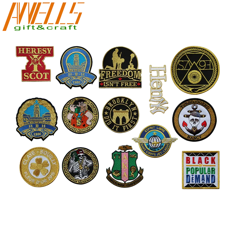 Gold Iron on Sew on Patches Embroidered Motif Badge Applique Patch for Clothing Jeans T-Shirt Embroidery Patch