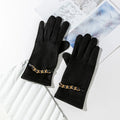Women's Windproof and Warm Fleece Cycling Gloves Touch Screen Gloves for Winter Sports and Driving Chain Design