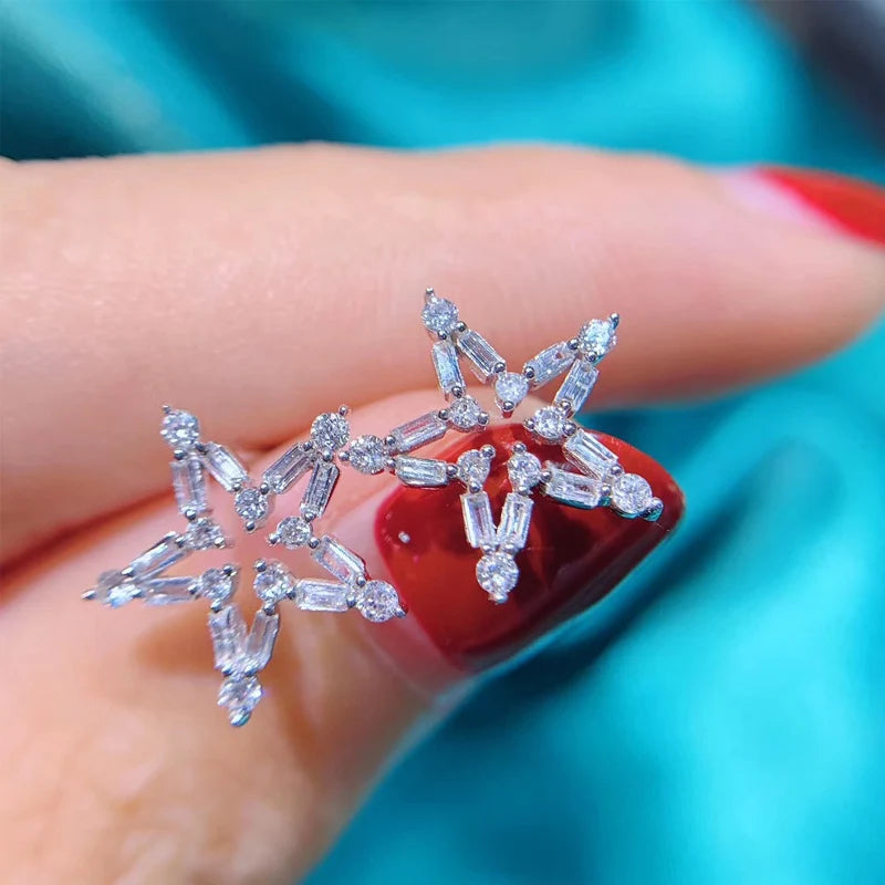 CAOSHI Dainty Crystal Clear Zircon Vivid Stud Earrings Daily Fashion Girls Women Bling Bling Star Lovely Earring