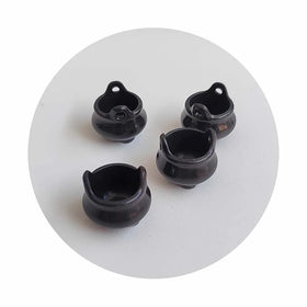 100PCS Simulation Black Small Pot Figurine Miniature Micro Landscape Ornaments for Home Garden Doll House Kitchen Decor DIY