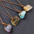 Hot Selling Unisex Pendant Necklace Irregular Shape Amethyst Stone Hand Braided Rope Gold Plated Chains Diamond Pearl Main