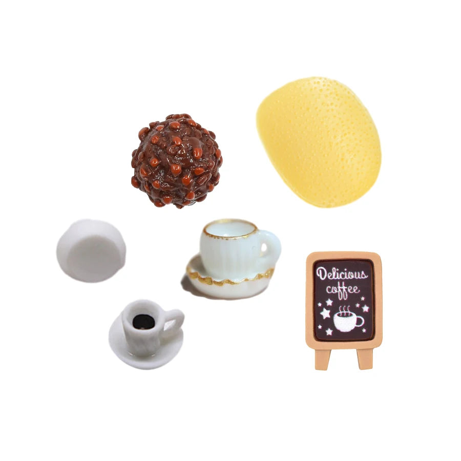 Lovely Miniature Chocolate Ball Fried Chips Coffee Cup Billboard Resin Cabochon Doll House Accessories