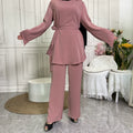 Summer Two-Piece Set Loose Top and Pant Female Dress for Muslim Eid Muslim Clothing