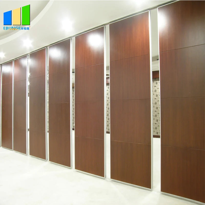 Operable Modern Wooden Partition Door Soundproof Folding Sliding Partition Walls Aluminum Frame for Bedroom Dining Warehouse