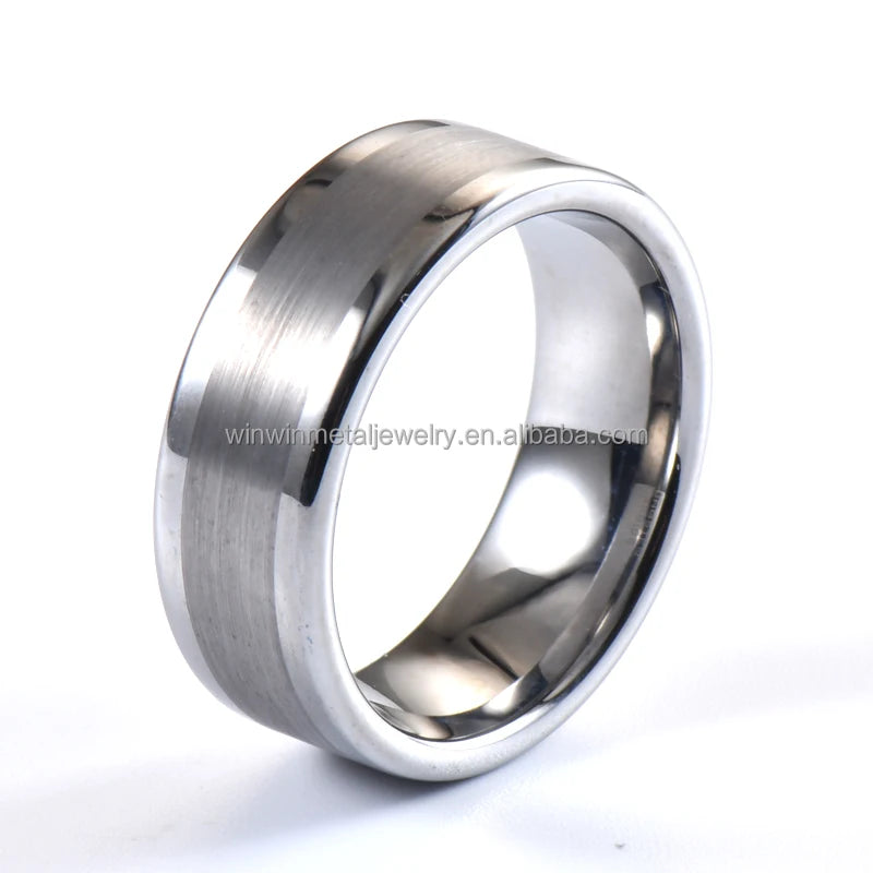 Wholesale Classic Style 8mm Silver Brushed Tungsten Wedding Band Flat Edge for Men and Women for Party and Engagement Gift