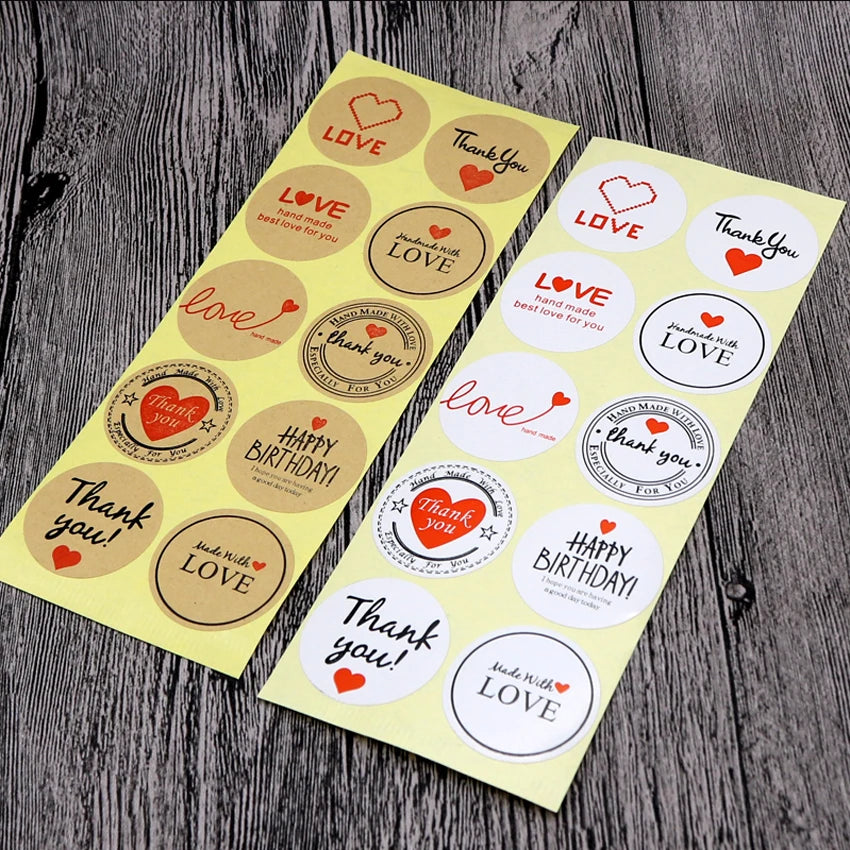 100pcs Per Pack English Word Round Sealing Sticker for Handmade Products Package Label