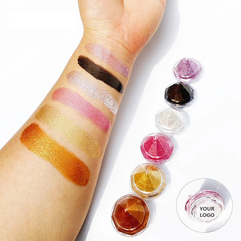 No Logo Metallic Shimmer Liquid Eye Shadow 6 Colors Private Label Diamond Single Eyeshadow