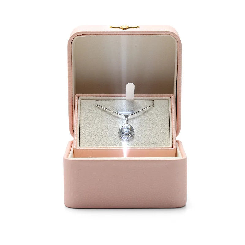 Custom Jewellery Package Magnetic Luxury Pu Leather Led Engagement Wedding Jewelry Ring Box
