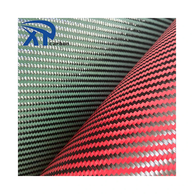 Green Carbon Fiber Fabric Cloth Custom Carbon Fibre Price Jacquard 3k Carbon Fiber Hybrid Fabric