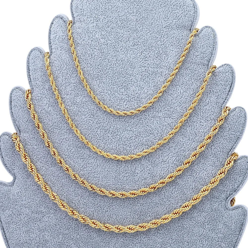 JXX Wholesale Price New Arrival Brass Jewelry Men Rope Gold Chain Twist Rope Necklace Men Women