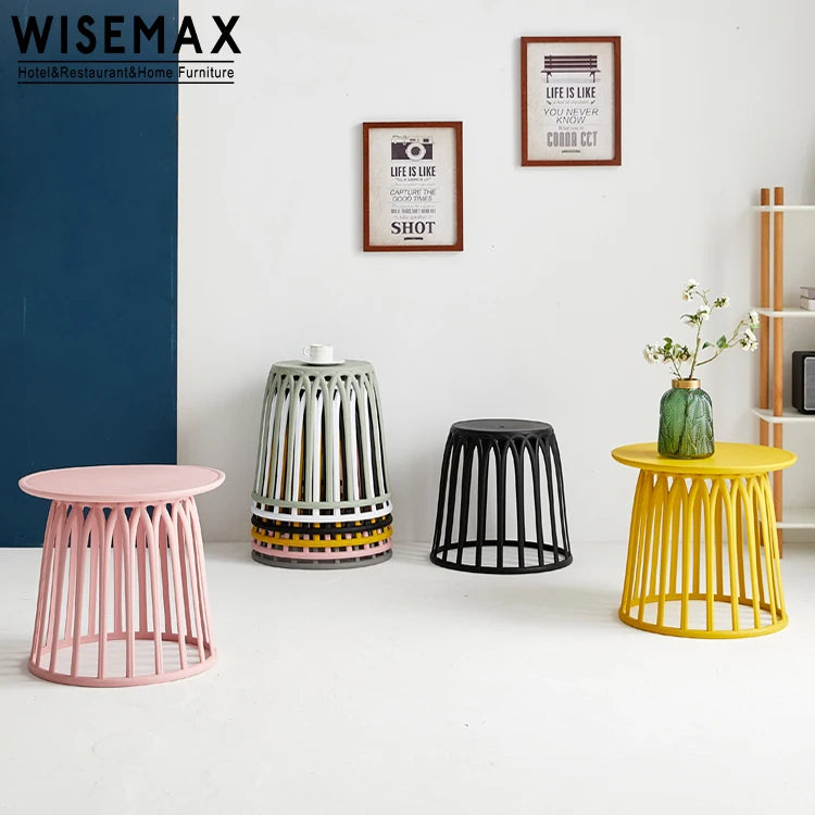 WISEMAX FURNITURE  Wholesale Modern Simple Design  PP Plastic  Creative Smart Coffee Table Side Table Stool for Living Room
