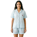 Asia Size M to 2XL Women's Sleepwear Set Lightweight Cloud Cotton Pajamas Cute Dog Embroider Short Sleeve Sets