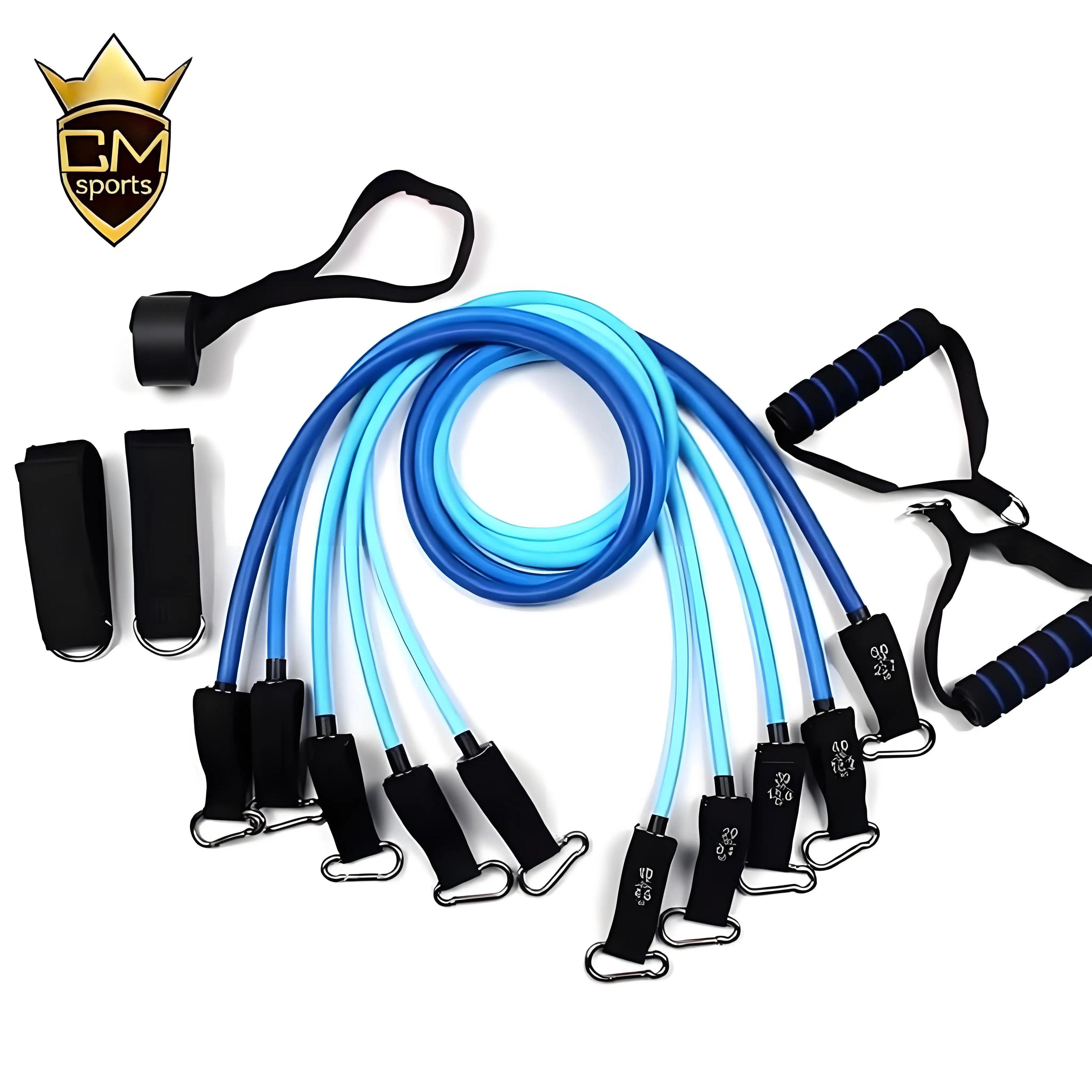 CHENGMO SPORTS TPE Yoga Exercise Expander With Door Anchor 150LBS Multifunction Fitness Resistance Band Set Personalize Logo