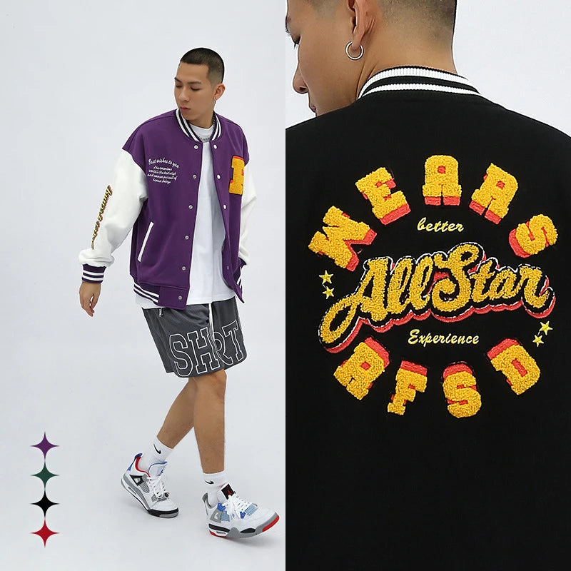 OEM Wholesale 100% Cotton Baseball Jacket Men Full Size Embroidery Bomber Vintage Baseball Jacket Custom Varsity Jackets