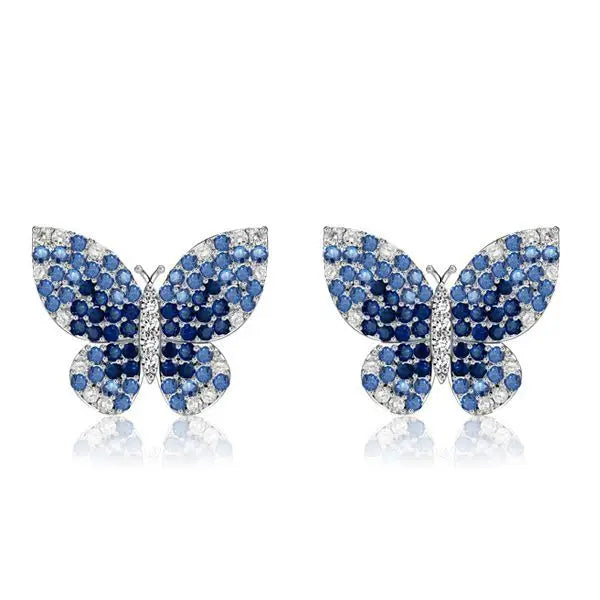 Fashion Jewelry Wholesale Sapphire Ear Studs Blue Sapphire Stud Earrings Saphire and Aquamarine Jewelry