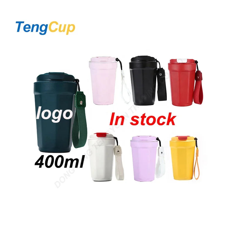 TY 400ml Sport Water Bottle Stainless Steel Vacuum Insulated with Lid and Handle 6-12 Hours Thermal Insulation Minimalist Design