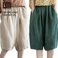 Clearance Sales Oem Women Wide Leg Trousers - Elastic Waist Summer Pants with Pockets Breathable Loose Cotton Palazzo Shorts