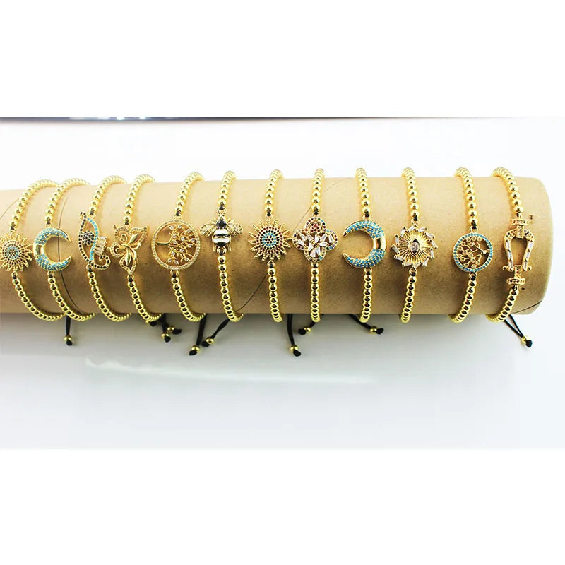 BMZ 2025 Global Wholesale Hot Sell Custom Adjustable Linear Friendship Charms Adjustable Gold Rope Bracelet