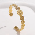 A Reliable Jewelry Supplier Factory Wholesale Eco-friendly Round Pattern 18k Gold Stainless Steel Bangles for Women