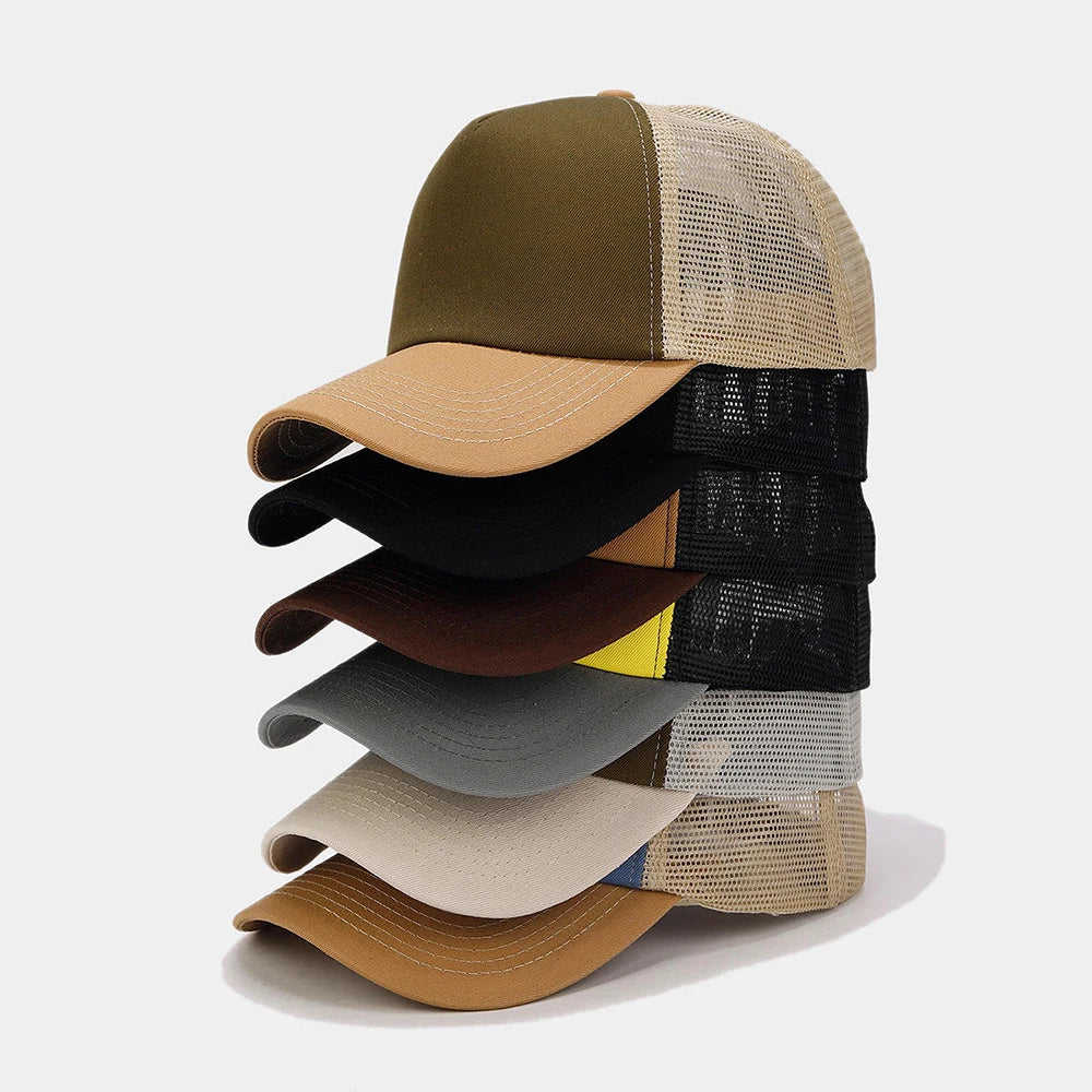 High Quality Panel Plain Blank Mesh Trucker Hats 3d Embroidery Logo 5 Panel Cap Plain Camo Trucker Hat
