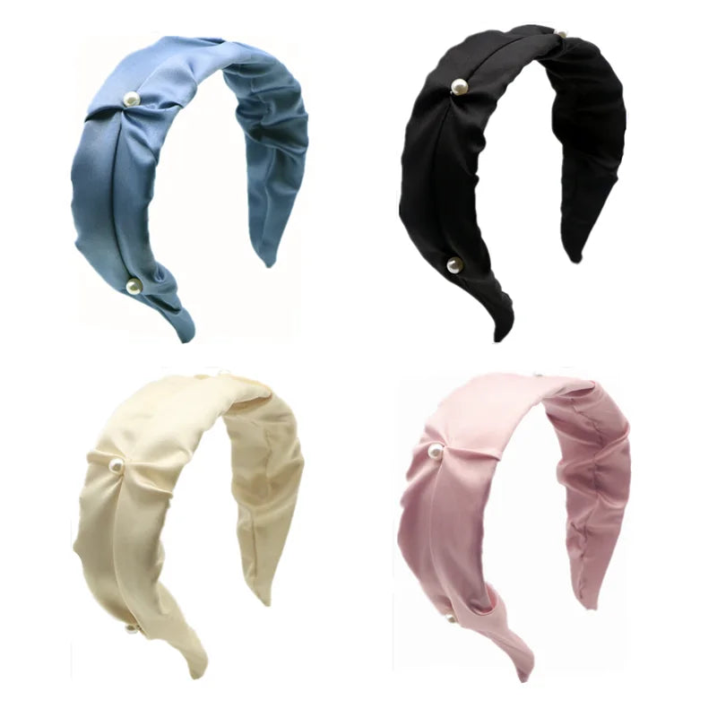 Fashion Luxury Africain Jewelry Turban Bling Headband Pearl Hair Accessories Knotted Ladies Head Bands