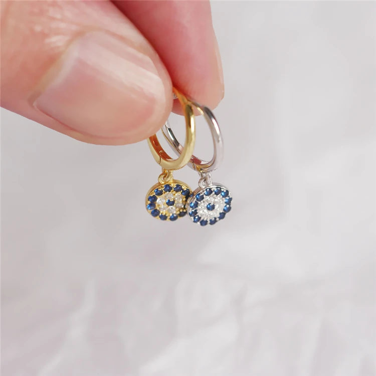 Pop Designer Sterling Silver Gemstone Earrings Blue Eye Dangled Earrings