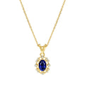 14K Gold Plated Sapphire Pendant Necklace 925 Sterling Silver Blue Cubic Zirconia Necklace for Women