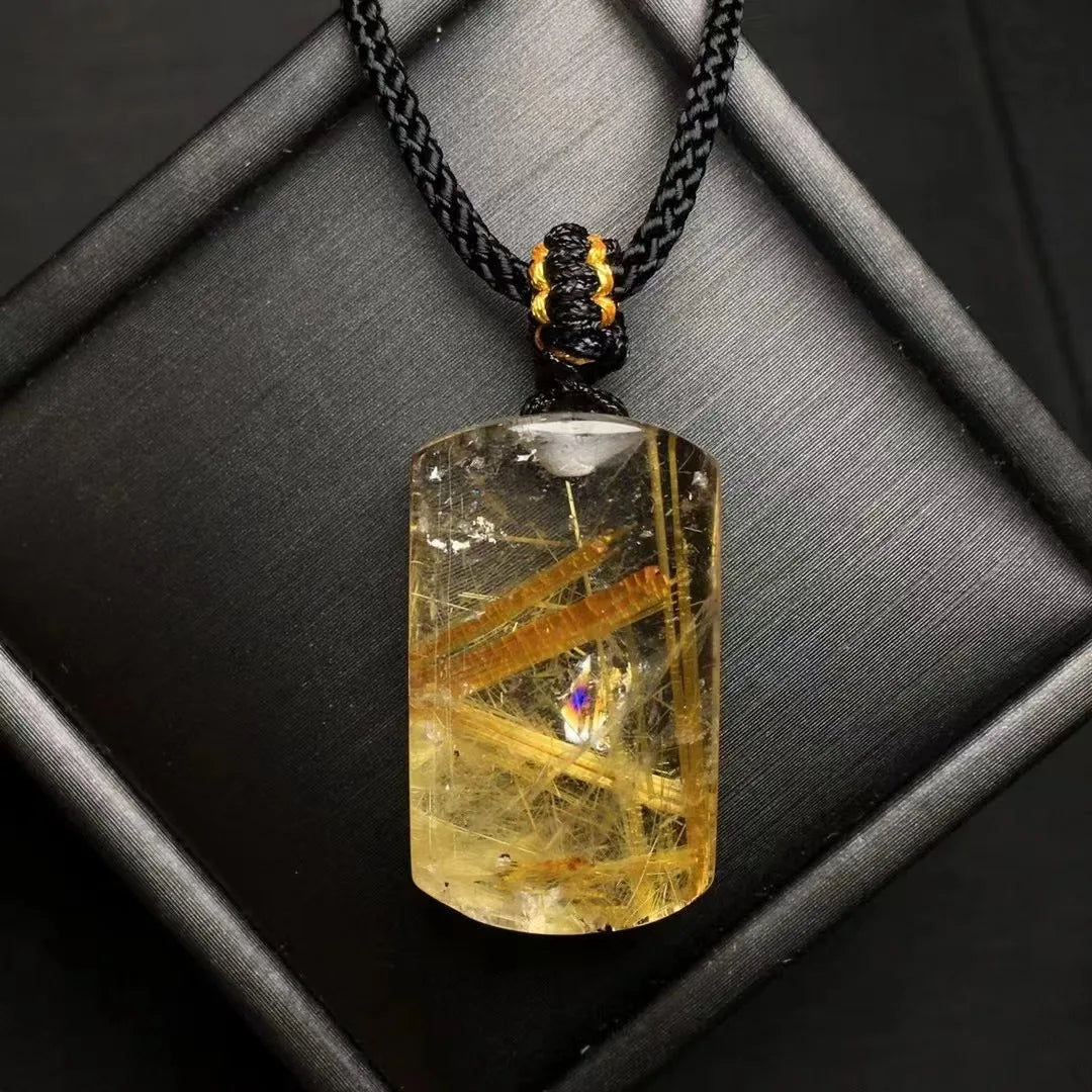 Wholesale Healing Stones Rutilated Crystal Beautiful Polished Gold Rutilated Pendant for Decoration