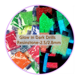 R-07/08 Luminous Art Drill for Diamond Painting Kit 2.5/2.8mm Jelly Nail Beads Glow in Dark Neon Drill