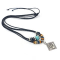 Ethnic Style Vintage Alloy Rose Pendant Beaded Turquoise Multi-layered Necklace